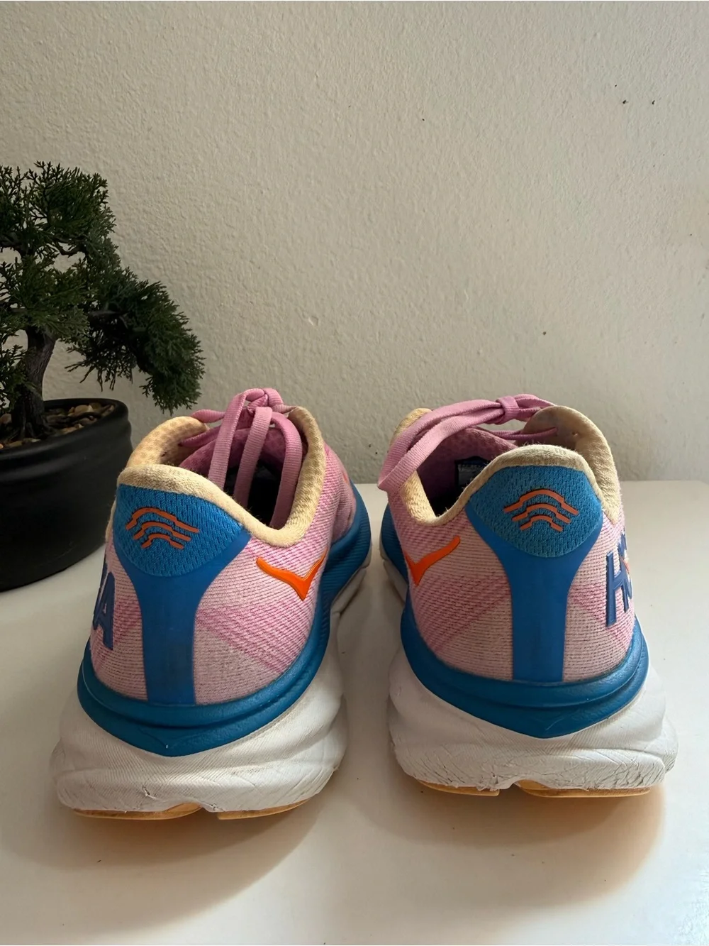 Hoka Clifton 9 Women size 7.5 Pink and Blue Running Sneaker